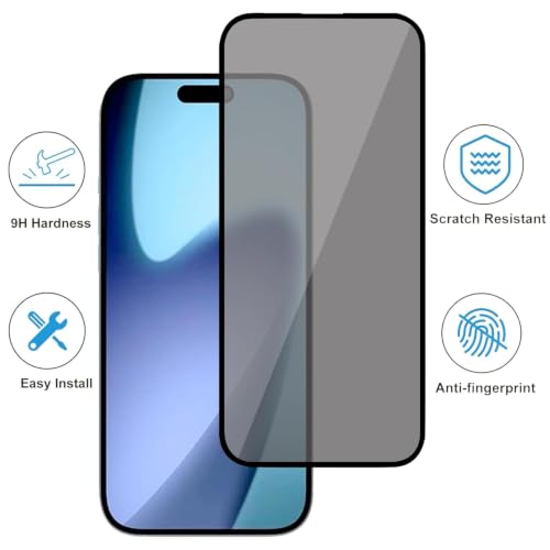 Image of DPJ Privacy Tempered Glass Screen Protector for iPhone 17 Air with Edge to Edge Coverage - Anti Spy, Case Friendly and Bubble free installation kit (6.5 Inches) [Pack of 1]