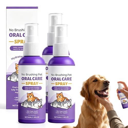 OEKYTOY Teeth Cleaning Spray for Pets, 2026 New No Brushing Pet Dental Spray for Dogs and Cats, Dual-Mint Dog Breath Freshener Spray for Daily Oral Care, Gum Health (3PCS)