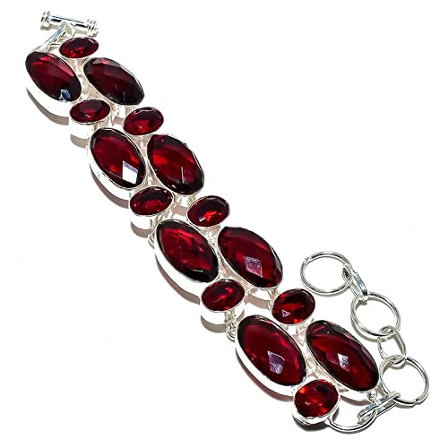Bracelet grenat rouge Kashish en argent pour femme