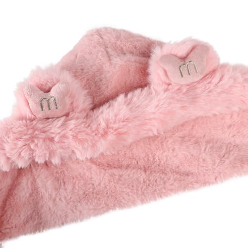 Image of Kids Winter Hat Scarf Mittens 3 in 1 Faux Fur Hat Hooded Scarf Earflap Cap Neck Warmer Fuzzy Hoodie Ski Snow Cap Gloves Set