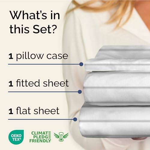 Image of Twin XL 3 Piece Striped Sheet Set - Breathable & Cooling - Double Black | 1 Flat, 1 Fitted & 1 Pillowcase w / Deep Pockets, Luxury Striped Bedding, Soft, Breathable & Cooling, Wrinkle & Fade Free