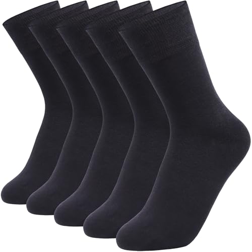 Image of Womens Crew Socks Comfortable Stylish Cotton Soft 5 Pairs Lightweight Thin Casual 5-9 US