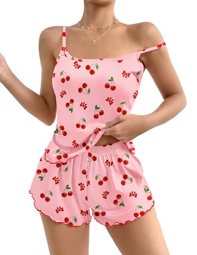 Image of Ekouaer Womens Cami Pajama Set Cute Printed Camisole Shorts Sleepwear | Tank Top and Shorts Lounge Set Soft Pjs for Daily Wear, Home, Party or Date Nights