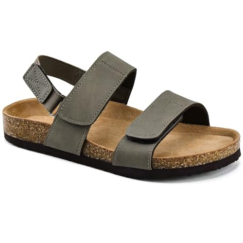 Image of Torotto Girls Boys Sandals with Cork Footbed Adjustable Straps Summer Glitter Slides Sandals Open Toes Flat for Kids Toddler