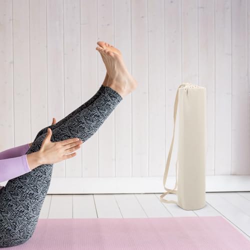 Bolsa para esterilla de yoga duradera en tela resistente y sofisticado blanco natural 5