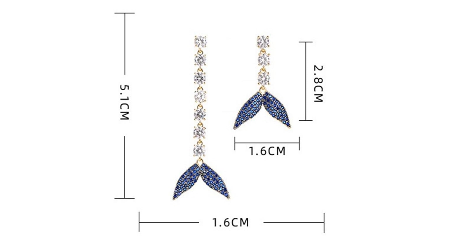 JINSHENGXIN Earrings Retro Earrings Asymmetrical Fishtail Earrings