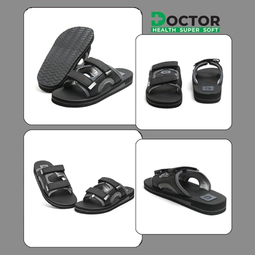 Image of DOCTOR HEALTH SUPER SOFT Men's Casual Slippers with Soft Cushioned Sole, Double Strap with Toe Loop Design, Lightweight Anti-Slip Everyday Wear Slippers for Home and Outdoor Use