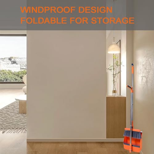 YGNNBC Dieses Set aus Kehrschaufel und Besen mit langem Stiel ist EIN vielseitiges Kehrwerkzeug mit einem windfesten, drehbaren Besen und einem Langen Stiel für effektive Reinigungslösungen (orange) – Bild 8
