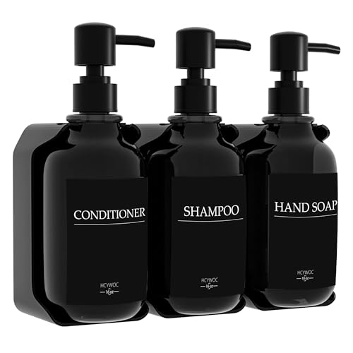 La Mejor Selección de Dispensadores de ducha Top 10. 45 HCYWOC Dispensador de Shampoo y Acondicionador, 3 Piezas Dispensador de Jabon Baño Pared on 16 Etiquetas Impermeables, Sin Taladrar Dispensadores de Jabon de Ducha para Baño y...