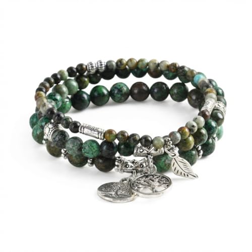 Image of YGLINE Tree of Life Yoga Healing Stone Bracelets,Multilayer Lotus Chakra Stone Reiki Bracelet Sets,Anxiety Crystal Natural Stone,for Women Stress Relief