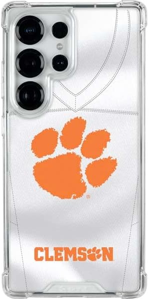 Skinit Clear Phone Case Compatible with Galaxy S25 Ultra - Officially Licensed Clemson University Orange Jersey Design