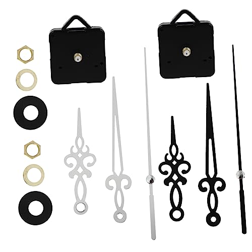 FUTUREORYY 2 Piezas Mecanismo Reloj Cuarzo Silencioso para Pared con Diseño Retro y Movimiento DIY con Agujas Negras y Plateadas