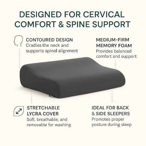 Image of The White Willow XXXL King Cervical Memory Foam Pillow - Orthopedic Neck & Shoulder Pain Relief, Spondylitis Support, Contour Medical Pillow for Sleeping, Slate Charcoal Grey