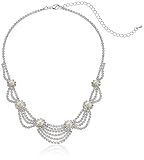 Accessoriesforever Bridal Wedding Prom Jewelry Set Crystal Rhinestone Pearl Elegant Classy Necklace
