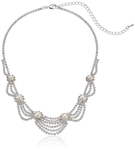 Accessoriesforever Bridal Wedding Prom Jewelry Set Crystal Rhinestone Pearl Elegant Classy Necklace #TOP1