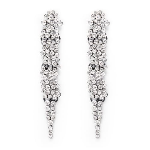 EVER FAITH Rhinestone Art Deco Wedding Prom Long Chandelier Dangle Earrings | Crystal, Banquet Prom Statement Earring, for Women Bride