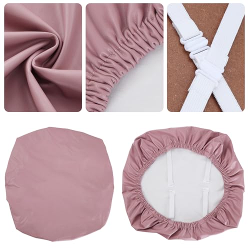 Image of YISUN Waterproof Chair Seat Covers Set of 6, Pu Leather Dining Room Chair Covers, Stretch Chair Cover for Dining Room Chair Protector Slipcover for Kitchen, Hotel (6, Pu Rosy Brown)