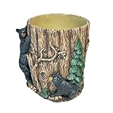Rustic Bear Wastebasket for Cabin Bathroom or Bedroom – Decorative Wildlife Resin Trash Can – Mountain Lodge Decor for Home, Office or Vanity – Housewarming Gift or Birthday Holiday Gift Idea