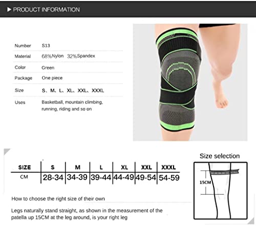 Knee Sleeve, Knee Pads Compression Fit Support -for Joint Pain and Arthritis Relief, Improved Circulation Compression - Wear Anywhere - Single (S, Green)