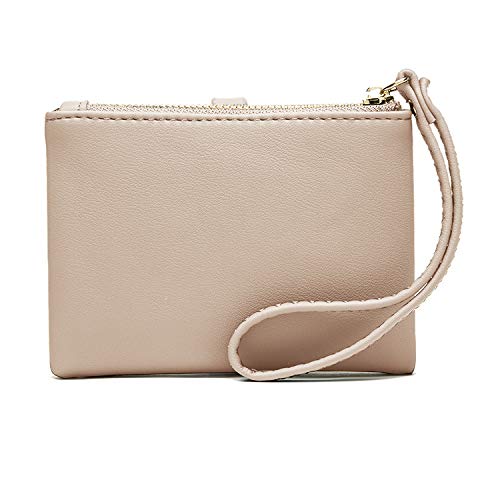 Aoxonel Womens Wallets Small Rfid Bifold Wristlet,Ladies Wallets For Card Coin,Change Purse With Wrist Strap (Beige) #TOP5