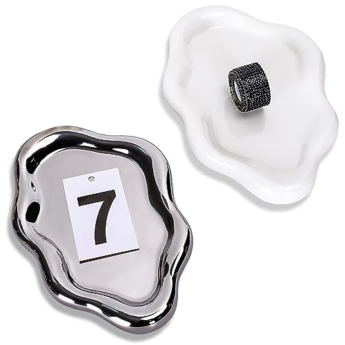 Whaline Ceramic Jewelry Trays Clouds Shape Jewelry Dish Trinket Trays Watch Key Ring Trays Sliver White Cloud Ceramic Plates Aesthetic Room Decoration For Mother's Day Birthday House Woman Gifts #TOP13