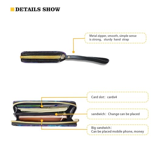 Mumeson Women's Luxury Long Leather Purse with Zipper Wristlet Cool Wolf Print Wallet Outdoor Party Travel Clutch Mini Handbag PU Purse for WOmens Organizer Wallet4