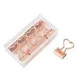Rose Gold Metal Binder Clips with Heart Shaped Handle 0.74'/19mm foldback Clips in Acrylic Crystal...