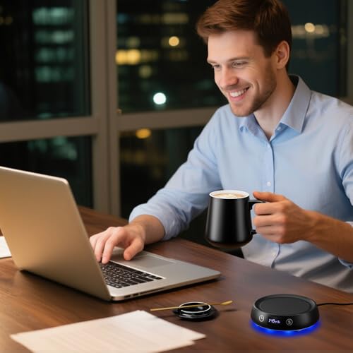 Image of Coffee Mug Warmer Set, Smart Heated Tea Coffee Cup Warmer for Desk Office
