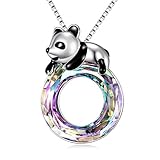 Panda Gifts for Women Purple Crystal Panda Necklace Sterling Silver Birthday Gifts for Daughter