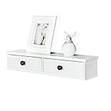 WELLAND Floating Shelves Wall-Mounted Storage Shelf 2 Drawers Entryway Wall Shelf, A/V Components Other Media Accessories (White)