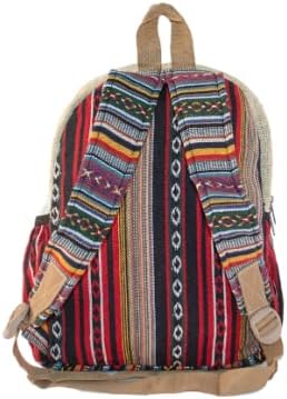 Himalayan Fashion Handmade Hemp Mini Small Backpack Bohemian Marijuana Style Travel Bag, Beige, Green, Blue