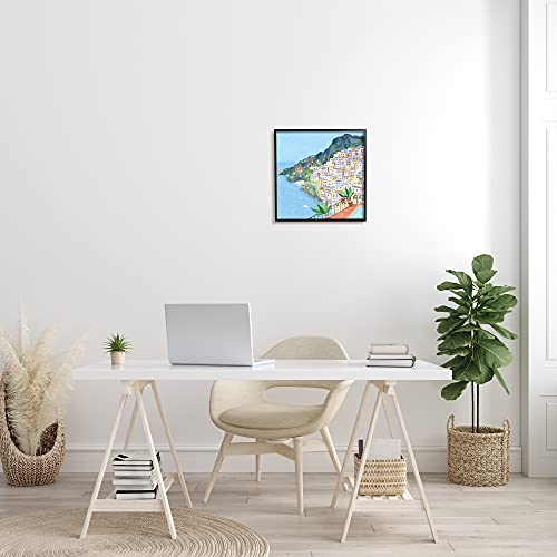 Image of 'Positano Cliffside Coastal City Architecture'| Framed Giclee Art | Stupell Industries | Black, 17 x 17 Inches, Easy to Hang and Sturdy, Made in USA, by Carla Daly