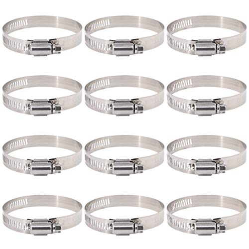 Rustark 25-Pcs Adjustable [46 to 70mm] Range Worm Gear Hose Clamp Clips Fuel Line Clamps Assortment Kit for Plumbing - 304 Stainless Steel