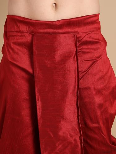 Image of Men's Silk Blend Solid Kurta Dhoti Set with Designer Ethnic Nehru Jacket