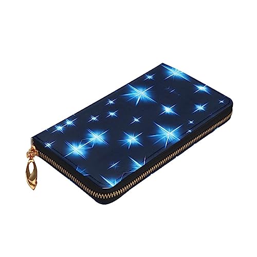 Cartoon blue star Long Zip Clutch Wallet - Unisex Phone Case with Credit Card Slots, Coin Compartment, Cash Slot3
