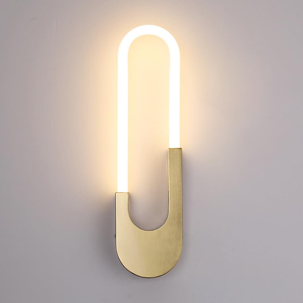 Groeien 12w Modern LED Long Wall Sconce Golden Loop Acylic Wall Light for Bedroom Living Room Corridor Lighting Fixtures Wall Mount(Golden Loop)