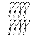 NCNL(NO CAMP NO LIFE) ストレッチコード ツインフック ロープフック テントフック ゴムフック 張綱ツインフック ロープ張り テントアクセサリー ソロキャンプ アウトドア用品 キャンプ用品 (ブラック, 8本入り)