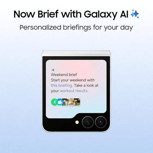 Image of Samsung Galaxy Z Flip7 FE 5G Smartphone with Galaxy AI (White, 8GB RAM, 256GB Storage), Ultra Sleek Compact Design, 50MP High-Resolution FlexCam, Long-Lasting 4000 mAh Battery, All-new One UI 8