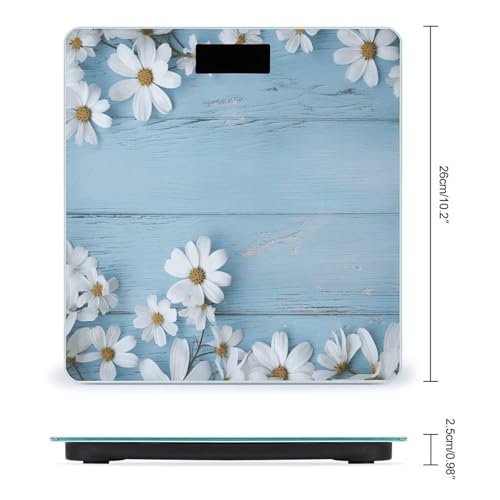 Báscula digital de baño con pantalla LED clara y plataforma azul miniatura 2