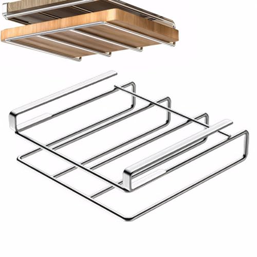 Soporte para tabla de cortar en acero inoxidable pulido bajo armario 6