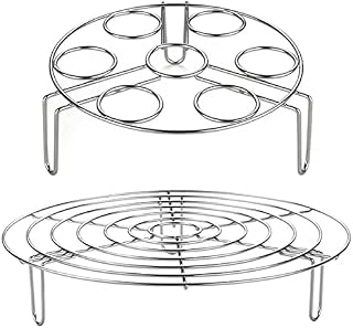 NC 2 Pieces Stainless Steel Insert Rack Cooking Stand, Round Steamer, Cookware Steam Grid Stand Coaster for Pressure Cooker, Cooking Pots, Cooling Rack, Cake Rack for Baking Cooking