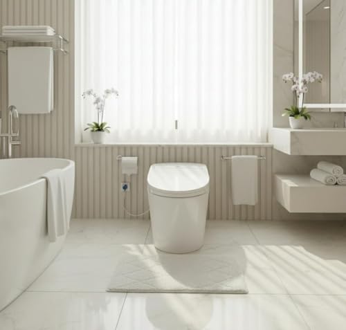Sanitario One Piece con Tapa PP Soft Closing y Descarga Eficiente, Inodoro de Cerámica con Superficie Fácil de Limpiar y Diseño Compacto Moderno para Baños Pequeños miniatura 1