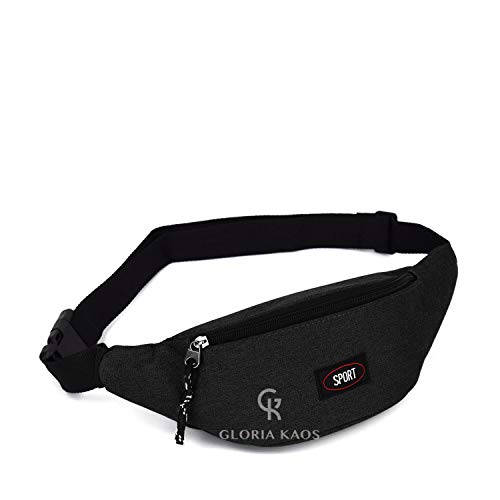G.Kaos  Riñonera deportiva impermeable cinturón ajustable jogging viaje trekking bicicleta tejido técnico moderno (GK-1908-Black)