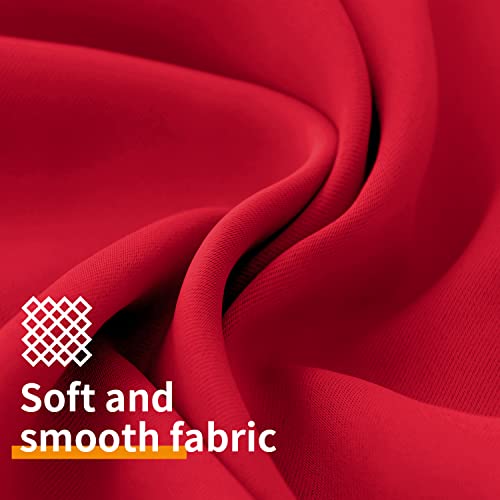 Image of YoungsTex Red Blackout Curtains 54 Inch Length for Bedroom Short Window - Thermal Insulated with Grommet Room Darkening Drapes for Kitchen Bathroom Living Room, 2 Panels, 42 x 54 Inch