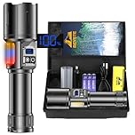 BEYSTE Torcia LED Potente Professionale 1000000 Lumens, Torcia LED Ricaricabile USB C, Torce LED Alta Potenza Ricaricabili, 9 Modalità, Con Luce Laterale COB, Per Campeggio Trekking Emergenza