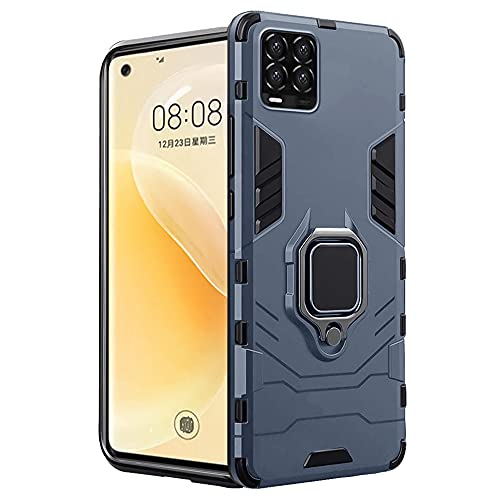 Image of WOW IMAGINE Shock Proof Back Case Mobile Cover for Realme 8 | 8 Pro | Bumper Back Cover Case (Tough Armor | Hybrid PC + TPU | Full Protection with Ring Holder & in-Built Kickstand | Blue)