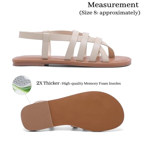 Image of Luoika Women's Wide Width Flat Sandals, Flip Flop Casual Strapy Sandals Slip on Summer Beach Shoes for Women.