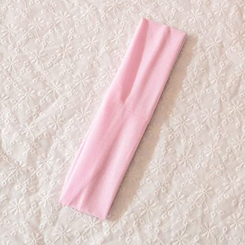 Image of Sport Yoga Headbands,Pack of 14,Fashion Soft Elastic Polyester Sweatband Yoga Stretchy Headband for Women Man Girl (Light Pink)