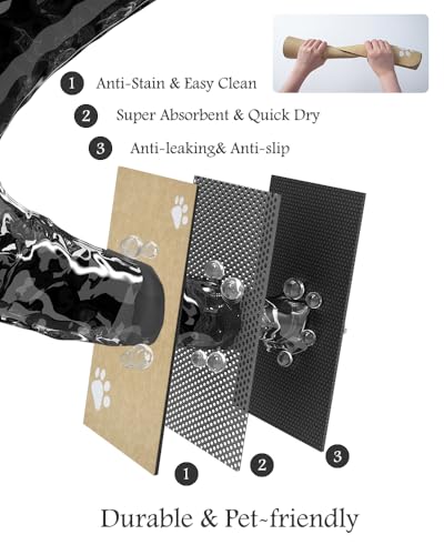 Image of Pet Feeding Mat-Absorbent Dog Mat for Food and Water Bowl-No Stains Quick Dry Water Dispenser Mat-Dog Accessories Pet Supplies-Bowl for Messy Drinkers（Beige,12 inchx19 inch