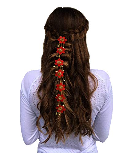 Hair Flare Hair Vein, Small Flower Hair Accessories for Women and Girls, 1718 HairPins, Red Braids Pin